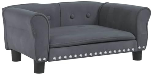 vidaXL Hundebett, Hundekissen mit weicher Polsterung, Hundesofa Hundecouch für kleine Hunde Haustiere, Haustierbett Katzenbett, Dunkelgrau Samt