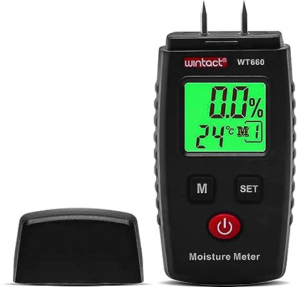 Nizirioo Misuratore di umidità tipo pin misuratore di umidità: legno rilevatore di umidità con display LCD retroilluminato verde, misuratore di umidità per legna da ardere