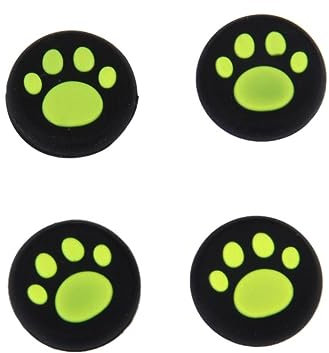 Tapas de silicona de repuesto para palanca de mando de PS4 Paw Print verde, mejora la experiencia de juego, compatible con controladores PS4/PS3/One/360, paquete de 4