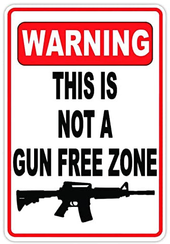 Lustiges Metallschild Warnschild This Is Not A Gun Free Zone Schilder Warnschild Vorsicht Sicherheitsschild Verkehrsstraßenschild Aluminium Außen- oder Innenschilder für Büro Arbeit Zuhause 20 x 30 cm
