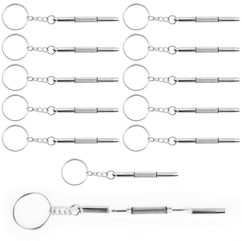 12 Pcs Keychain Eyeglass Screwdriver 3 in 1 Screwdriver Key Steel Eyeglass Screwdriver Eyeglass Screwdriver Repair Kit with Keychain Portable Screwdriver Hand Tools