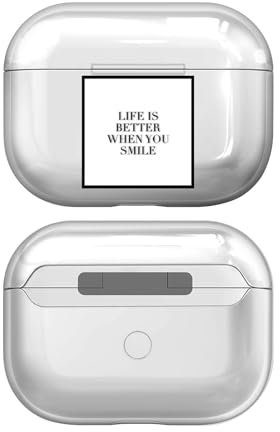 Head Case Designs Offizielle Monika Strigel Laecheln Fashion Typo Durchsichtig Harte Kristall Handyhülle Hülle Huelle kompatibel mit Apple AirPods Pro 2 Charging Case