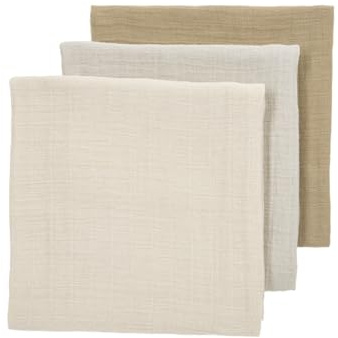 MEYCO Mullwindeln 3er Pack 70x70cm Musselin Spucktücher Soft Sand | 100 % weiche Baumwolle - Pre Washed - Oeko Tex zertifiziert - saugfähig, hautfreundlich & schnelltrocknend