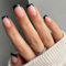 24PCS False Nails- Black French Short False Nails Pattern false nails stick on nails for women impress nails press on - Fashion Nude Fake Nails Short with Nail Glue - stick on nails short - Artifi