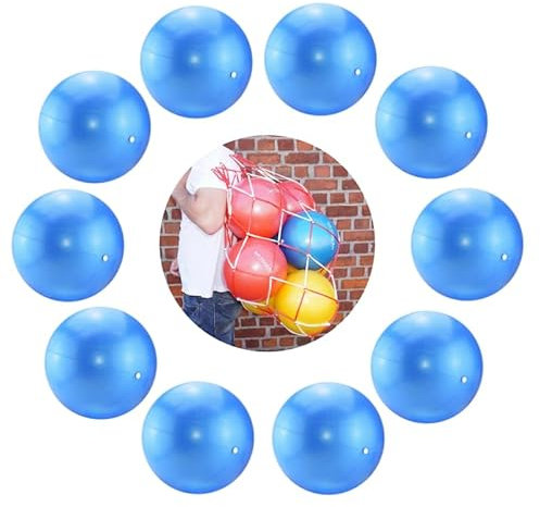 ATC Handels GmbH Soft Pilates & Yoga Ball Sets inklusive Ballnetz für Fitness, Entspannung und Spaß (Blau, 10 Bälle + 1 Ballnetz)