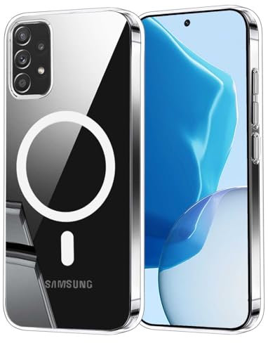 Funda Magnética para Samsung Galaxy A33 5G, Carcasa Protectora Antigolpes Transparente con PC + TPU Parachoques, Suave Clara Silicona Caso Delgada Anti-Choques Case