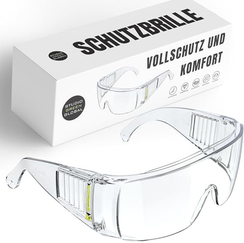 StudioGreenGlobal Schutzbrille - Anti-Fog und kratzfest | Leicht und Komfortabel | Perfekter Schutz für Heimwerker, Gartenarbeit, Auto- und Fahrradwartung, Putzarbeiten