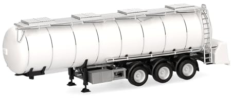 Herpa LKW Modell Lebensmitteltankauflieger Feldbinder 32m³ 3achs, weiß Miniatur im Maßstab 1:87, Sammlerstück, Made in Germany, Kunststoff