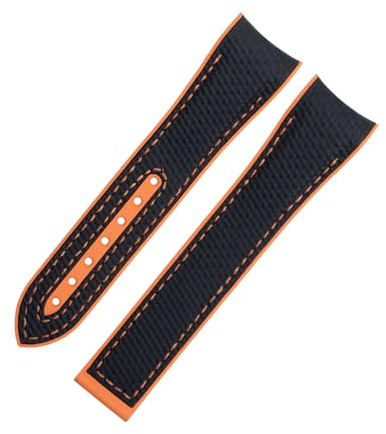 XMKT 21 millimetri morbido FKM Fluororubber Nylon Texture Full Rubber Watch Band Fit For Omega Strap For 43.5mm Dial Seamaster 600 Wristband Fold fibbia, 20mm, Agata