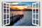 Adesivi murali 3D Ponte Tramonto Paesaggio Lago 70X50 Decalcomanie Murali Decorativi Carta da Parati Finestra Murale PVC