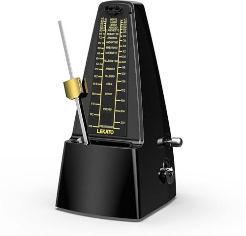LEKATO Mechanisches Metronom mit betonter Glocke | Verbesserte Version | Universales Metronom für Klavier Gitarre Ukulele Violine und Chromatik - sehr genaue Taktangabe, lauter Klang