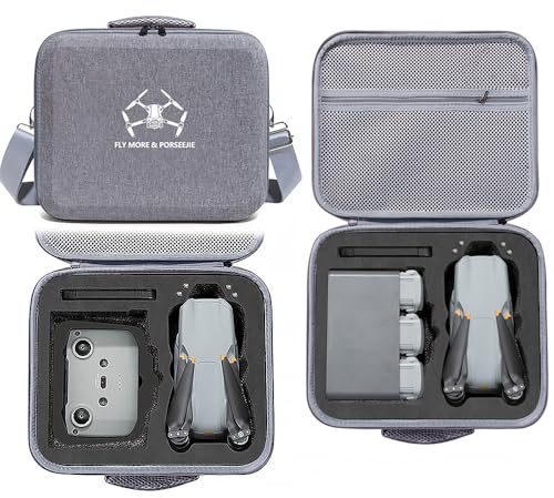 Hesupy Hard Carrying Case for DJI Air 3S Travel Organizer Crossbody Bag with Shoulder Strap for Air 3S Drone Accessories RC-2 or RC-N2 Remote Controller, Air3S Battery, Charging Hub Storage