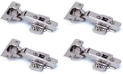 12 Bisagras para puertas de cocina de madera de cazoleta 35 mm rectas para muebles armarios cocinas baños hogar apertura 110 grados incluye bases regulables (12)