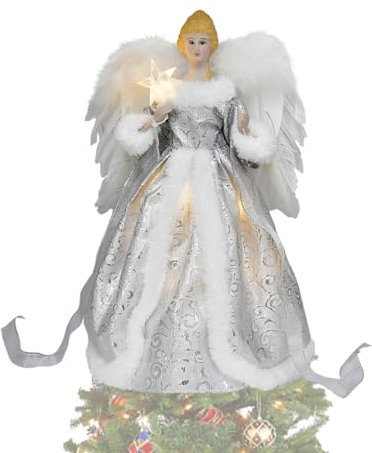 Puntale per albero di Natale, 30 x 29 cm, con luci a LED, decorazione per albero di Natale, decorazione per albero di Natale, ornamenti per albero di Natale e decorazioni natalizie per la casa