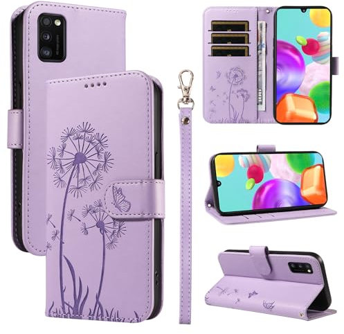 Bravoday Handyhülle für Samsung Galaxy A41 Hülle, Premium PU Lederhülle Klappbar Tasche Klapphülle mit Magnet Kartenfach Standfunktion Schutzhülle für Galaxy A41, Violett