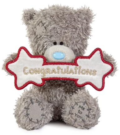 Me To You Tatty Teddy Plush 10cm-High Congratulations Bear - Official Collection, Grey