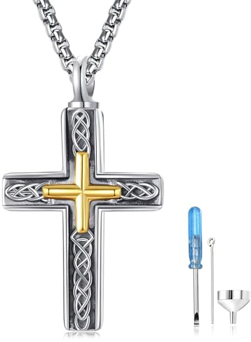 praymos Customized Cremation Jewelry Urn Necklace for Ashes Pendant Hollow Cylinder Keepsake Memorial Lockets Ashes Holder for Women Men Pet