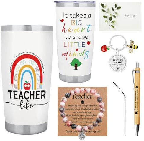 Clundoo Teacher Gifts for Women 20oz Personalised Teacher Travel Mug Best Thank You Gifts Funny Leaving Appreciation from Students End of The Year