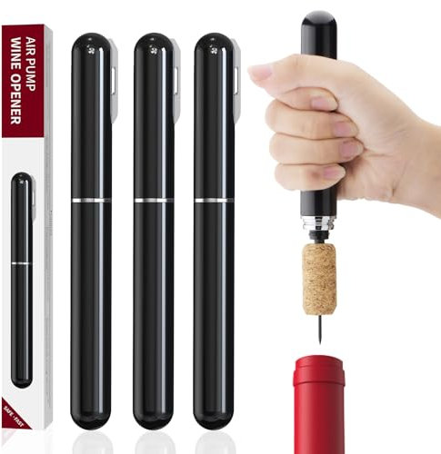 Tycoonest 2-en-1 Tire Bouchon Pompe à Air avec Coupe-Capsule, Ouvre Bouteille à Pression d'air, Portable Décapsuleur pour Sommelier, Amateurs de Vin, Voyage, Maison, Restaurant (3 pièces)