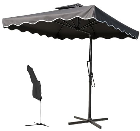 BAKAJI Ombrellone da Giardino Decentrato 2,5 x 2,5 Mt Palo in Metallo Chiusura a Leva Base a Croce Sistema Air Vent Arredamento Esterno Gazebo Piscina Giardino Terrazzo Ambienti Esterni (Grigio)