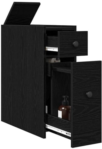 vidaXL Badezimmermöbel-Set Schwarz Eichen-Optik 80 x 18 x 60 cm, Moderne Badmöbel, schicker Wand-Schrank, eleganter kompakter Stauraum, minimalistischer Ordnungshüter