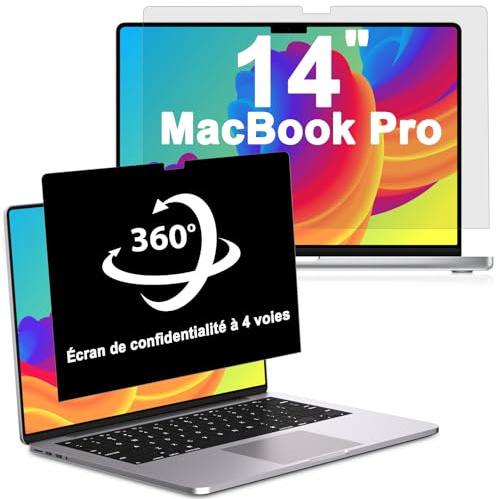 LUSA DESIGN 360-Grad-Sichtschutzfilter für MacBook Pro 14 Zoll (2024-2021, M4/M3/M2/M1), Anti-Spion-Displayschutzfolie, gegen blaues Licht, entspiegelt, Blickschutz, tragbar