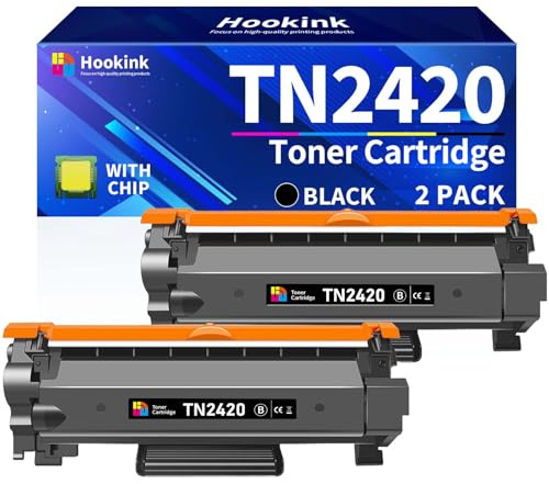 Hookink TN2420 Kompatibel für Brother TN-2420 TN-2410 Toner | Kompatibel für Brother MFC-L2710DW MFC-L2710DN MFC L2710DW MFC L2710DN HL-L2350DW HL-L2375DW DCP-L2530DW (2 Schwarz)