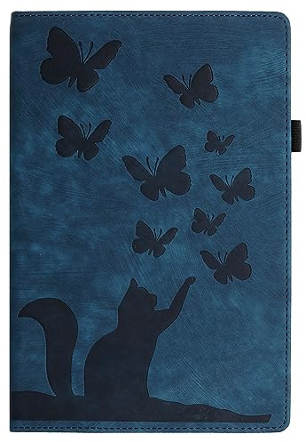 Custodia per tablet Kindle Fire HD 10 e custodia Fire HD 10 Plus (11a generazione, 2021) custodia protettiva pieghevole in rilievo con supporto protettivo antiurto in pelle PU con slot per schede (blu