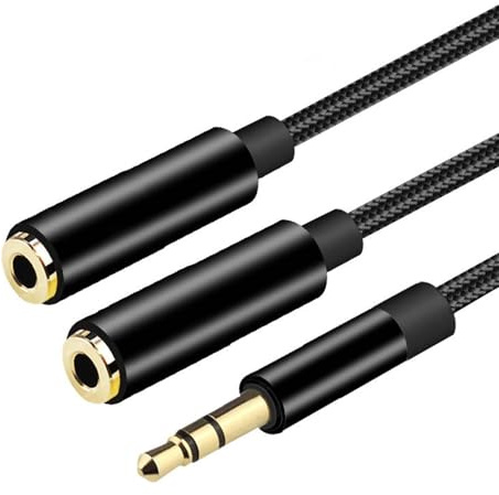 YIXINHE 3.5mm headphone splitter cable, auxiliary line adapter, male to 2 3.5mm female headphone jack adapter