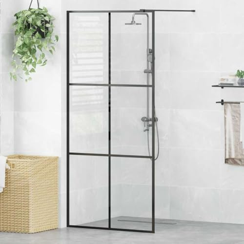 Paroi de Douche, Cloison de Douche avec verre ESG transparent 90x195 cm Noir