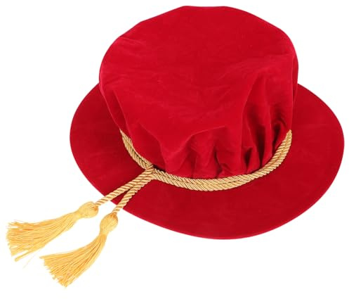 Outanaya Doctoral Graduation Tam Prop Red Adult Graduation Hat for Ceremony Academic Cap Mortarboard