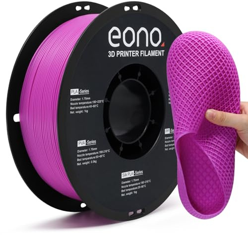 Eono Matte TPU Filament 95A, Flexibel & Stabil, 1.75mm, Maßgenauigkeit ±0.03mm, Kompatibel mit gängigen 3D-Druckern, Geeignet für RC-Modelle & Dekofiguren, 1kg-Spule (Lila)