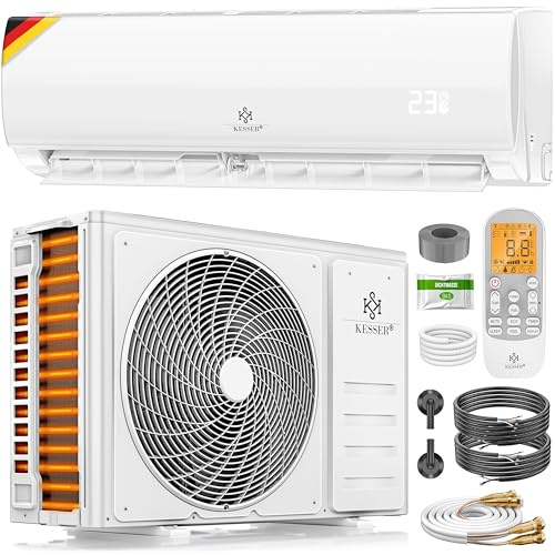 KESSER® Split Klimaanlage Set Quick Connect – WiFi & App Klimagerät mit Heizfunktion & Kühlmodus Wandklimaanlage, mit Kupferleitung 18000 BTU 5,3 kW Kältemittel R32 Inkl. Montagematerial