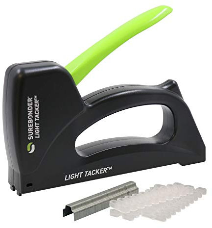 Surebonder 5540HOL Light-Duty Tacker Staple Gun for Holiday and Christmas Lights, Garland, Phone, Speaker, TV, and Computer Cable - 60 Staples and 30 Insulators Included