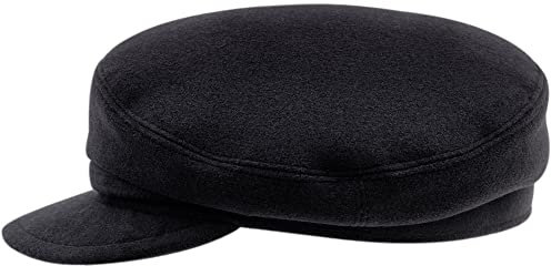 Sterkowski Pireus Fischermütze | Wolle Elbsegler Mütze für Damen und Herren | Matrosenmütze, Kapitänsmütze, Schiebermütze, Schirmmütze, Schaffner mütze 54 Schwarz