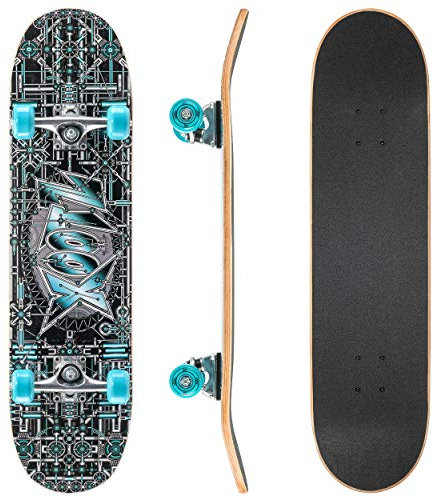 Xootz Kinder-Skateboard für Absolute Anfänger Double-Kick-Trick – Ahorndeck, 78,7 x 20,3 cm, Kinder, Industrial, Industrial