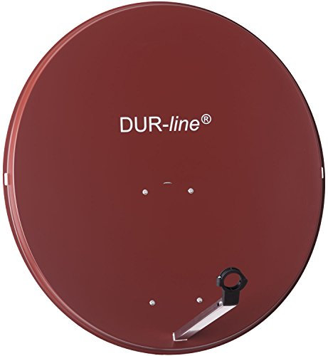 DUR-line MDA 90cm Rot - Aluminium Satellitenschüssel mit LNB Feedhalterung - Sat Antenne Spiegel Anlage [Digital, Camping, Astra 19,2°, DVB-S/S2, Full HD, 4K, 3D]