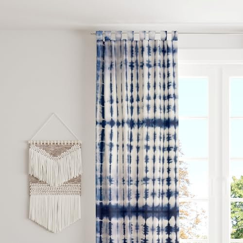 Trade Star Türvorhang aus 100 % Baumwolle, indisches Shibori, dekorativ, elegant, Indigo, Batikfärbung, Herbstdekoration, Einzelbahn, Premium-Qualität, Vorhang für Wohnzimmerdekoration (Muster 1