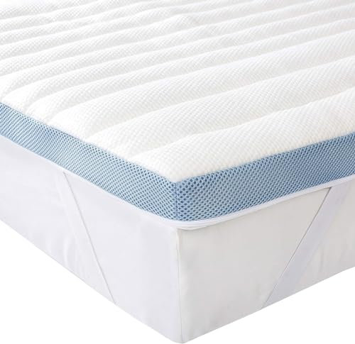 Amazon Basics Colchón de Espuma viscoelástica Topper con memoria con Funda removible y lavable, 135 x 190 cm, 5 cm, Blanco