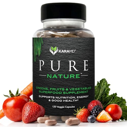KaraMD Pure Nature | Greens, Fruit and Veggies Supplement | Whole Food Multivitamin & Antioxidants |20 Fruits & Vegetables Supplement for Energy & Digestion |Gluten Free & Vegan Friendly (30 Servings)