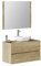 Baikal Mueble de Baño Onyx. Mueble MONTADO, Mueble 2 cajones. Mueble Baño con Lavabo. Mueble Suspendido. Armario de Pared. Lavabo Cerámico. Incluye Espejo. 90cm Nature.