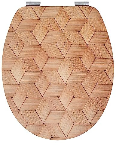 Wirquin 20723077 Abattant WC avec frein de chute Diplomat 100% FSC, top fix, déclipsable, osier