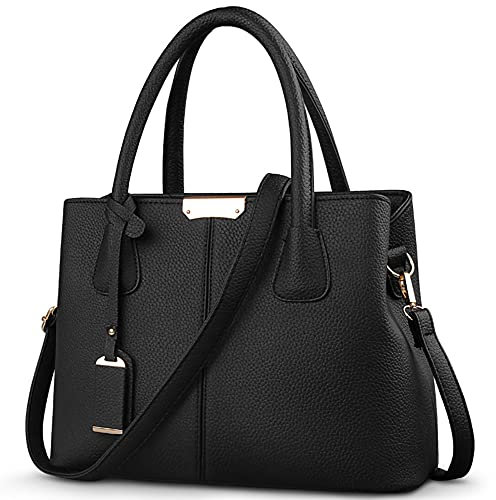 DIRRONA Elegant Damen Handtasche Schultertasche Groß Kapazität Umhängetasche Beiläufig Reise Taschen Wasserdicht PU Leder Frauen Umhängetasche Schwarz
