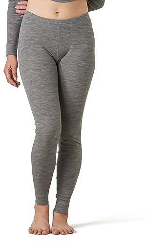LAPASA Damen 100% Merinowolle Leggings, Premium Merino Wolle Thermo Unterhosen, warm und atmungsaktiv Thermounterwäsche Unterteile (L49), Grau Meliert, L