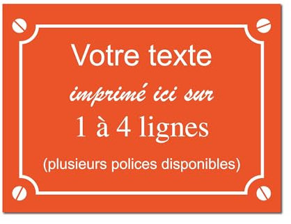 Plaque de rue décorative en aluminium Personnalisée pour intérieur et extérieur 20x15cm Orange