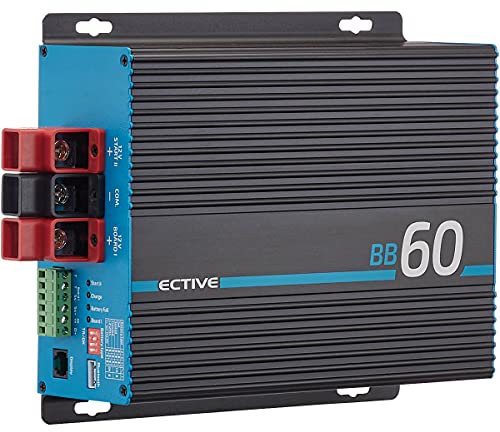 ECTIVE Laderegler BB60-12V auf 12V, 30A, B2B, Bluetooth, Überlastungsschutz, Temperatursensor - Autobatterie Ladegerät, Ladebooster, Batterieladegerät für Nass, AGM, Gel, SLA, LiFePO4