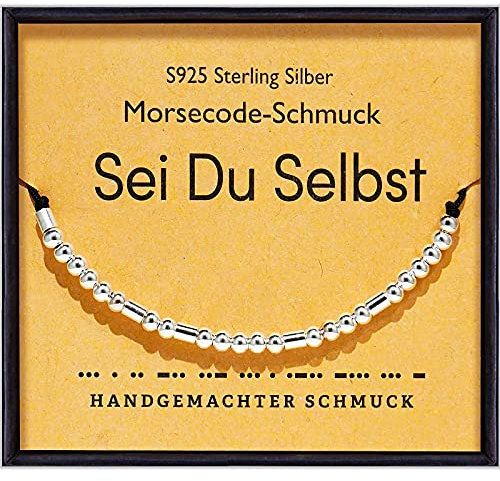 Suyi Inspirierendes Morsecode-Armband Für Frauen Mädchen 925 Sterling Silber Perlen Armbänder Für Freund Tochter Freundin Frau Mitarbeiterin Sei Du Selbst