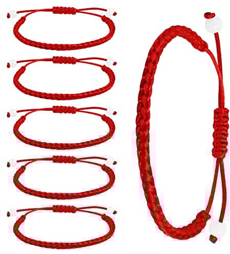 ASTER 6 Handmade Red Cord Bracelets - Knotted Kabbalah Protection & Friendship Bracelets for Graduation, Birthday, Lovers