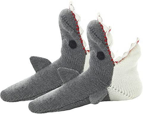 Unisex Strick Lustige Tier Krokodil Socken Neuheit Hai Krokodil Boden Socken Wolle Winter Warme Dicke Casual Socke, Hai, Einheitsgröße