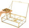 Homtone 4 Fächer Goldene Kupfer Vintage Glasbox, Durchsichtige Andenkenbox, Schmuck-Organizer und Thekenaufsatz Kollektion, Vitrine, Dekoratives Klares Glas und Messingbox